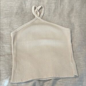 Cream Ribbed Halter Top